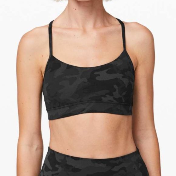 Lululemon Flow Y Bra *Nulu - Incognito Black Camo Multi Grey Size 12 - Picture 1 of 6